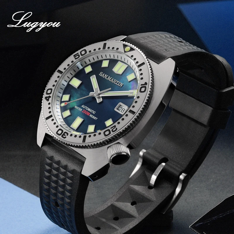 Lugyou San Martin Turtle Diver Мужские часы Kanagawa из нержавеющей стали автоматический NH35