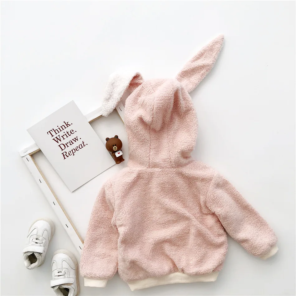 Tonytaobaby/Новинка; зимняя детская одежда для мальчиков и девочек; флисовая толстовка с капюшоном с изображением медведя и кролика