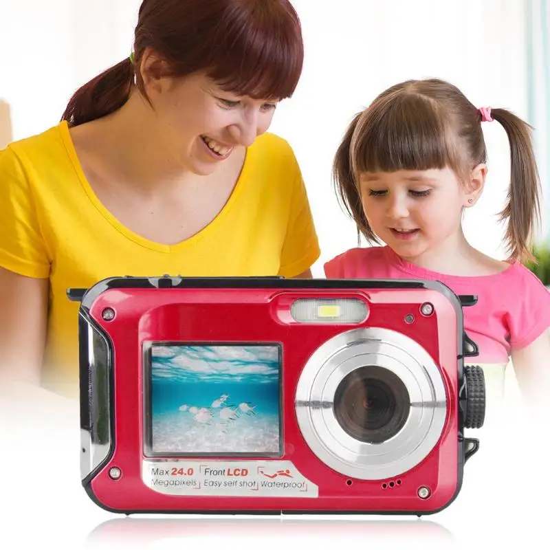 Профессиональная Водонепроницаемая смарт-камера, игра, 24 МП, Пылезащитная, USB, двойной экран, для подводной съемки детей, мини-камера для наружной фотосъемки, Full HD, Селфи