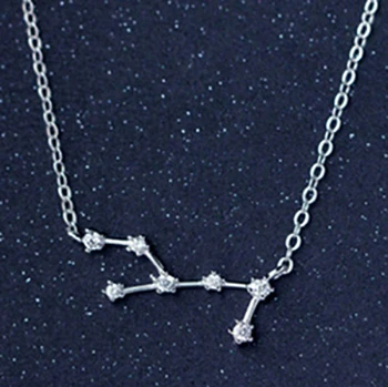 New Design 12 Constellations 925 Sterling Silver Fashion Zircon Women's Necklaces Gorgeous Jewelry Clavicular Chain - Цвет камня: Virgo