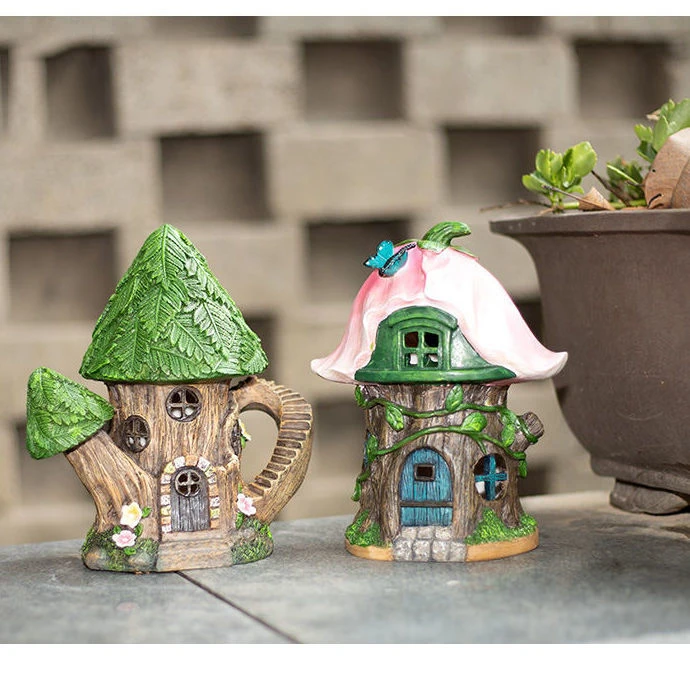 

Pastoral Creative Solar Light Simulation Mushroom House Resin Ornaments Outdoor Garden Park Crafts Balcony Cute Lawn Accessories