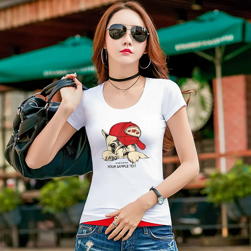 

2019 Summer Women High Street T Shirt Fashion O Neck Short Sleeve Animal Print Rhinestone T Shirt Female Sexy Slim Casual Shirts