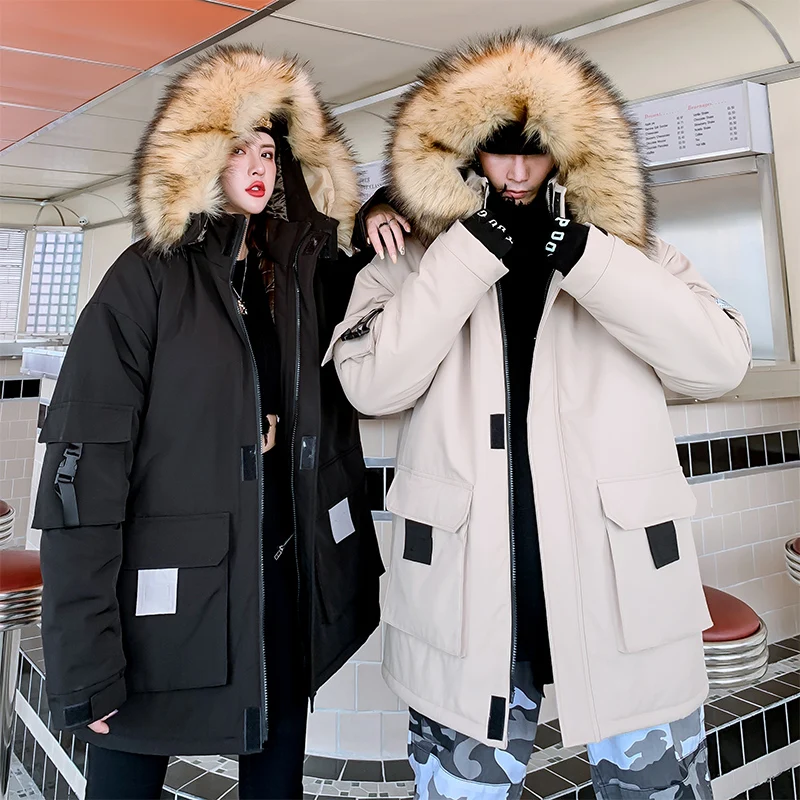 

Men Thickened Long Winter Men Jacket with Fur Hood Men's Clothing Thickening Parkas Male Coat Asian Size