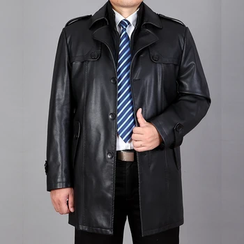 

New Male Leather Overcoat, Male Leather Jacket, Large M-4xl in Autumn and Winter