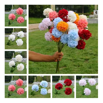 

10P Fake Short Stem Hydrangea (3 heads/piece) 26.77" Length Simulation Lilac Ball for Wedding Home Decorative Artificial Flowers