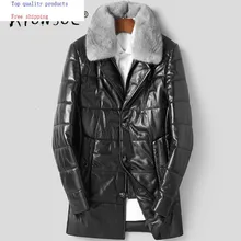 Куртка из натуральной кожи с воротником из меха норки, мужская куртка из овчины, Jaqueta Masculino Couro AD-YR77903 YY315