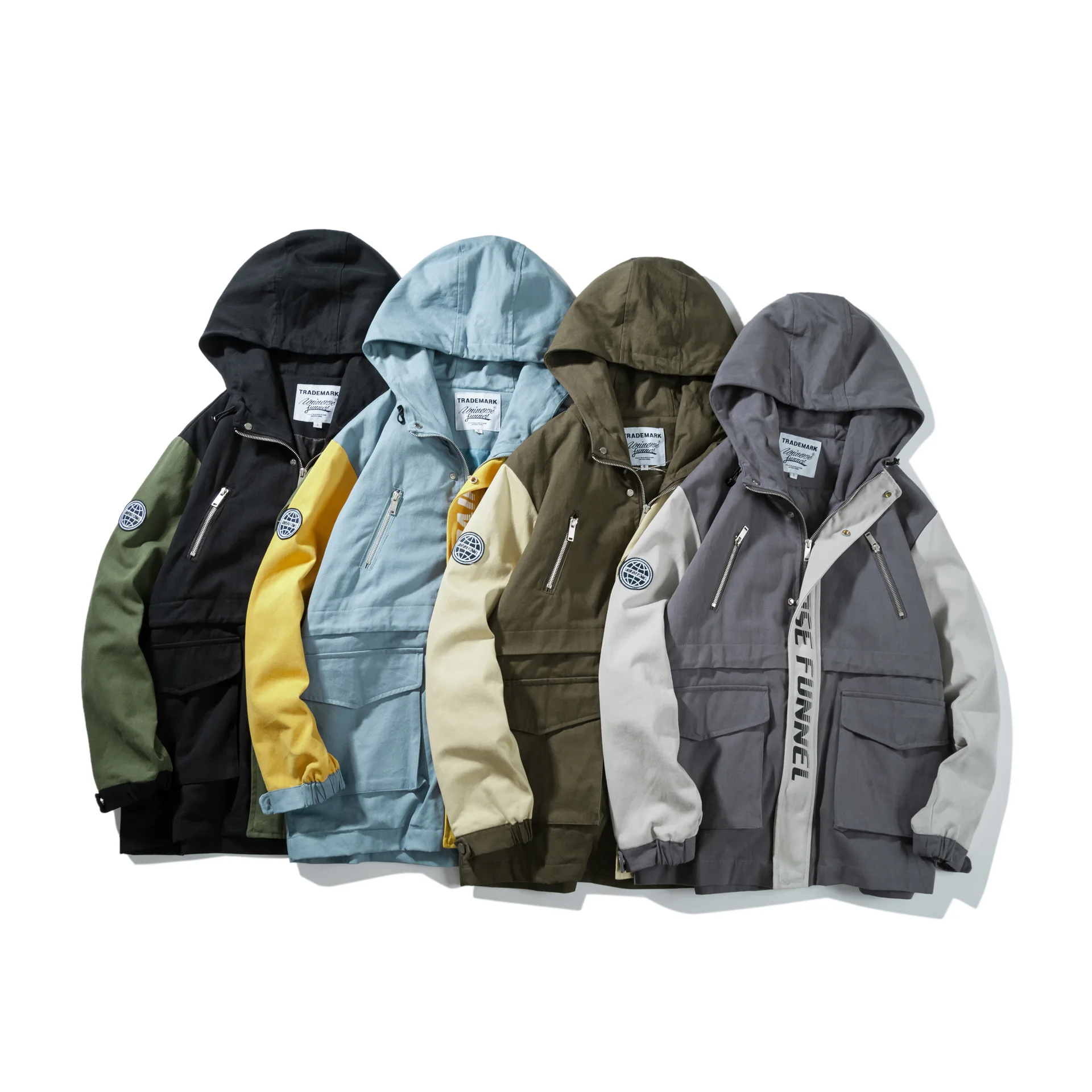 

City Where the Product Autumn New Style Multi-pockets Hooded Men'S Wear Mixed Colors Jacket Men'S Wear Teenager