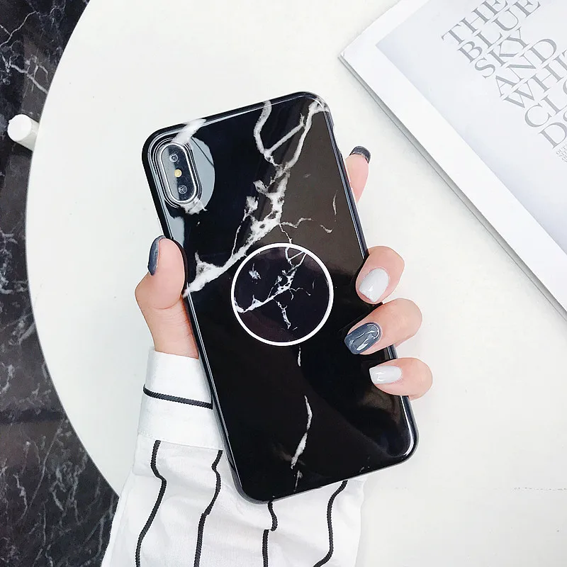 1 Для iPhone X XS XR XS MAX marble чехол для iPhone 7 8 6S 6 Plus Мягкий Силиконовый ТПУ с подставкой держатель для телефона задняя крышка бампера - Цвет: 1