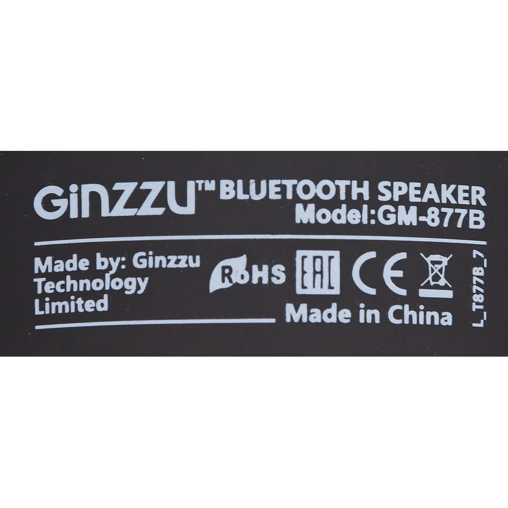 Колонка порт. Ginzzu GM-877B черный 10W 2.0 BT/3.5Jack/USB 10м 1200mAh