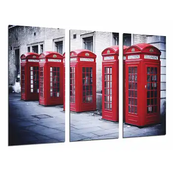 

Landscape City London Phone Booth Network, Gray, photo print on wood, modern picture decorative 27016