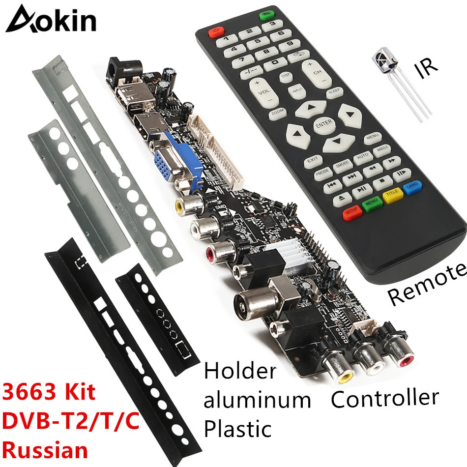 3663 NEW Digital DVB-C DVB-T/T2 Universal LCD LED TV Controller Driver Board Iron Plastic Baffle Stand 3463A Russian | Электроника