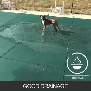 

Porous dense mesh design 14X26 FT W/Center Swimming Pool Cover Step Rectangular Safety Green Winter