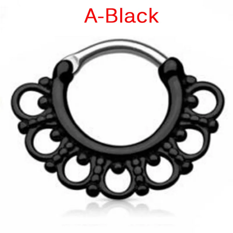 1 шт. розовый черный цвет лепестки цветка с CZ драгоценным камнем носовые кольца