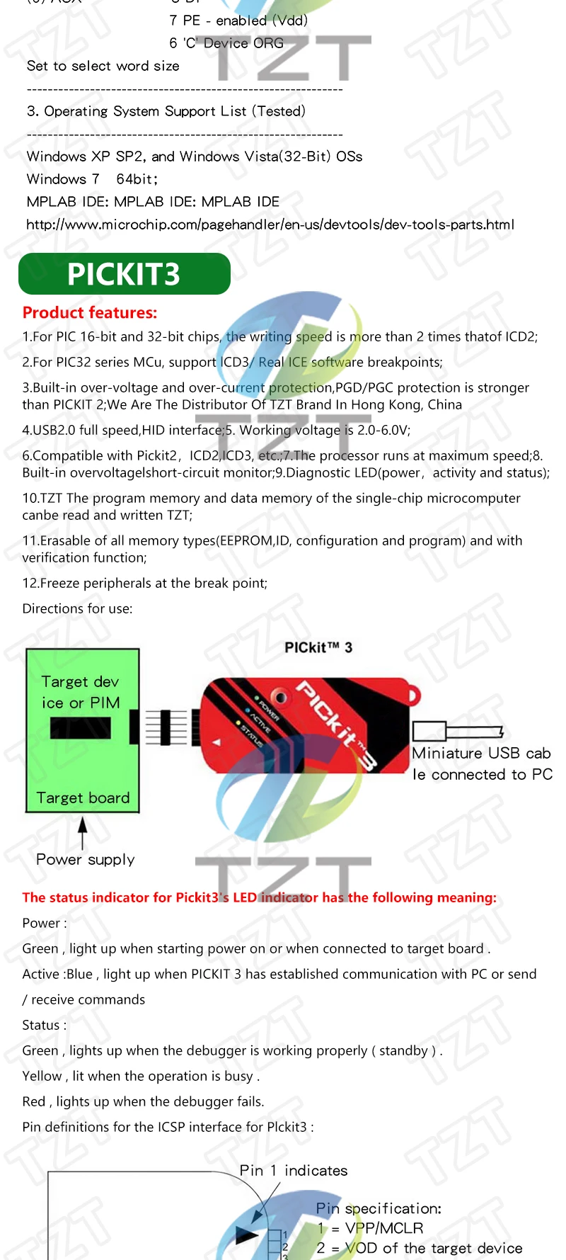 TZT PICKit2 PICKIT3 PICKit3.5 Programmierer + PIC ICD2 PICKit 2 PICKIT 3 PICKIT 3.5 Programmieradapter Universal Programmierersitz – Detail 9