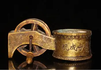 

China's archaize brass carpenter Ink fountain Small statue