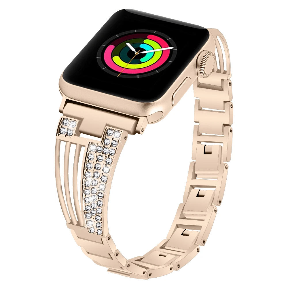Для Apple Watch ремешок 40 мм 44 мм 38 мм 42 мм Женский Алмазный ремешок для iwatch серии 5 4 3 2 1 браслет ремешок из нержавеющей стали браслет