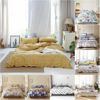 

100% Cotton Duvet Cover Set 2/3pcs Chic Bedding Comforter Cover King Queen Twin Single Size with Pillowcase for Girls Women Cute