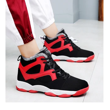 

M- Autumn and winter warm cotton shoes plus velvet wild fashion daily solid color lace men's shoes high to help casual men's boots