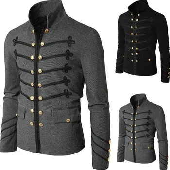 

Autumn Retro Gothic Steampunk Jacket Men Vintage Outerwear Coat Casual Windbreaker Button Mens Overcoat Plus Size Jacket
