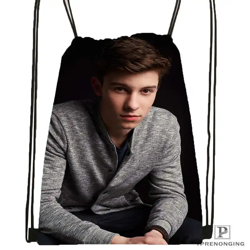 Drawstring Backpack CustomShawn Mendes#1 походная сумка на шнурке милый рюкзак для детей(черная спинка) 31x40 см#180531-02-41 - Цвет: Drawstring Backpack