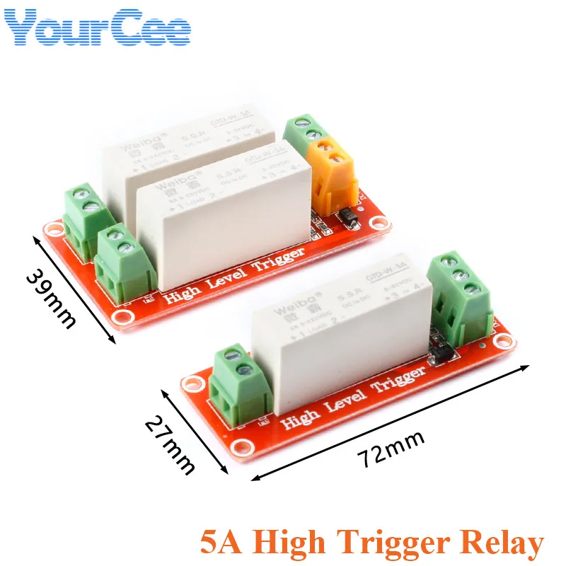 1 2 Canali 5A Trigger Di Alto Livello Dc Modulo Relè A Stato Solido Dispositivo Monofase Elettrico Dc3-32V