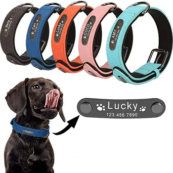 

Personalized Dog Collars Pet ID Tags Leather Dog Collar Pet Name For Small Medium Large Dogs Pitbull Bulldog Beagle Correa Perro
