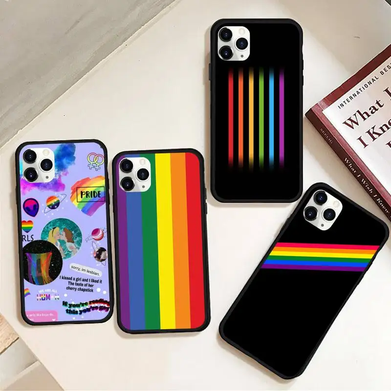 Резиновый чехол для телефона геев лесбиянок ЛГБТ радуга гордость iphone 12 11 Pro Max Mini XS