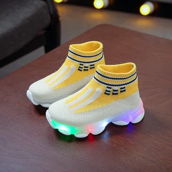

children kids boots for girls boys luminous led baby winter boots rubber kids baby mesh sock boots led glowing children boots