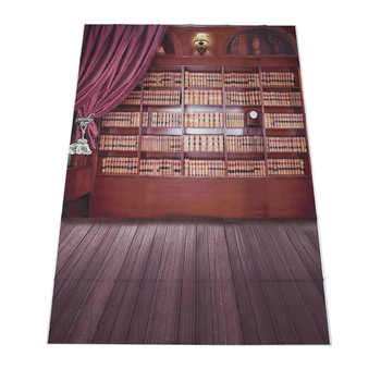 

HOT Vintage Library Books Wooden Floor Photography Backdrops Photo Props Studio Background 5x7ft
