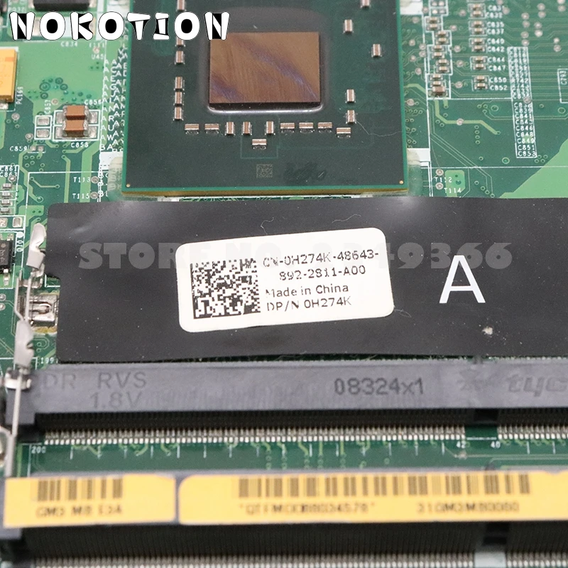 NOKOTION CN-0NU324 0NU324 CN-0H274K 0H274K for Dell Studio 1735 laptop motherboard PM965 DDR2 with 