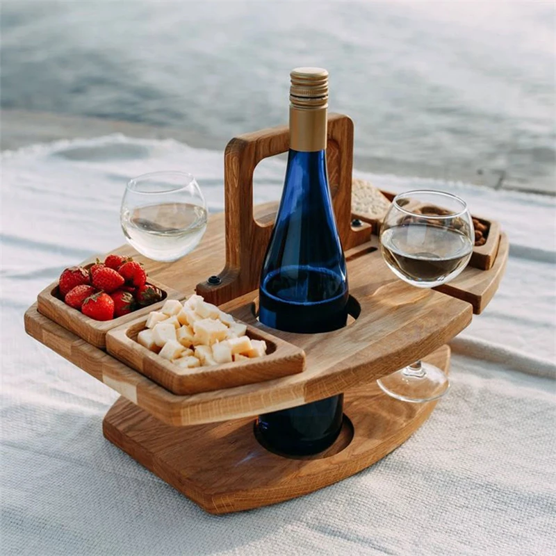 Tavoli portatili in legno tavolo da Picnic all'aperto tavolo da vino con  manico tavolo da spiaggia pieghevole gambe a scomparsa Snack vassoio per  formaggio Party - AliExpress