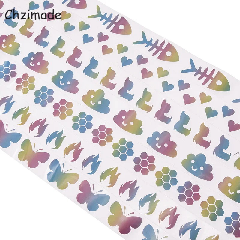 1Mx3cm Colorful Butterfly Heart Reflective Sticker Tapes Heat-transfered Vinyl Film For Iron On Garment Sewing Craft reflective tape