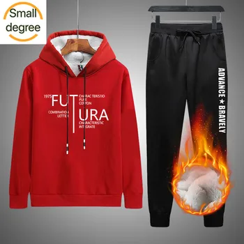 

Winter Thicken Fleece Tracksuits Men Casual s Set Hoodie Pants Suit 2020 Autumn Velvet Two Pieces Sportswear