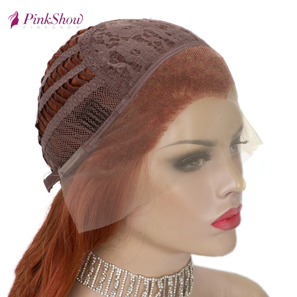 Pinkshow оранжевый парик на кружеве синтетический парик на кружеве без клея термостойкие волокна длинные волнистые парики для женщин на каждый день имбирный парик