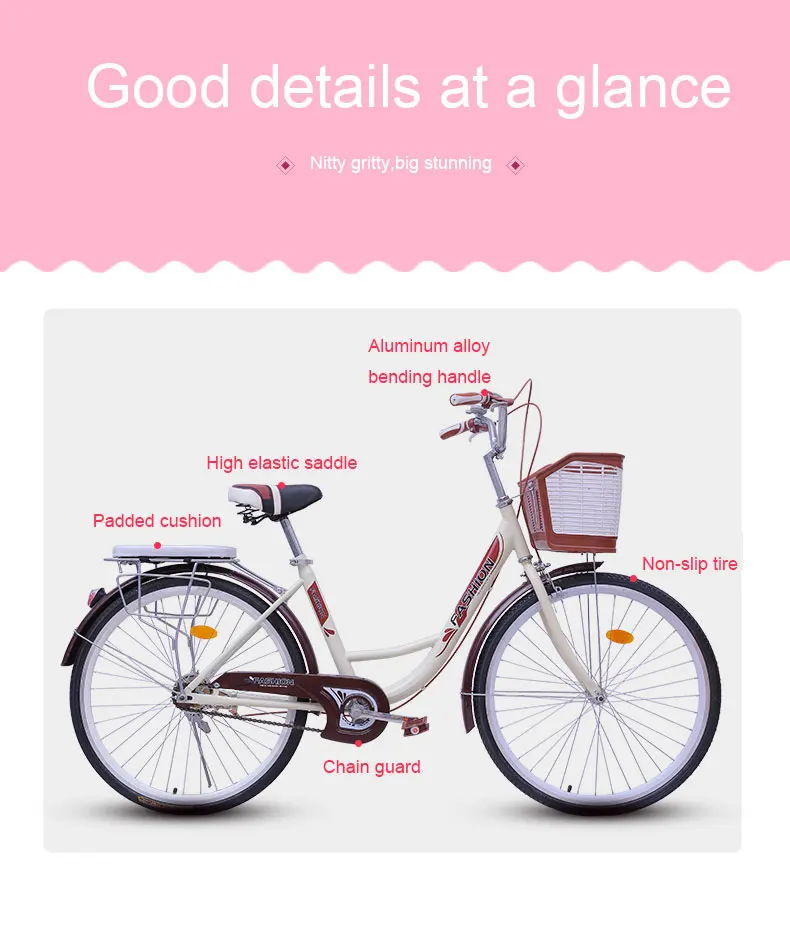 Best Bicycle Commuter Bicycle 20/24/26 Inch Men and Women Urban Retro Travel Light Adult Princess Student Ladies Car 3