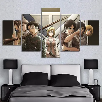 

Canvas Print Painting 5 Panel Attack on Titan Anime Modular Pictures for Living Room Home Decoration Modern Wall Art Posters