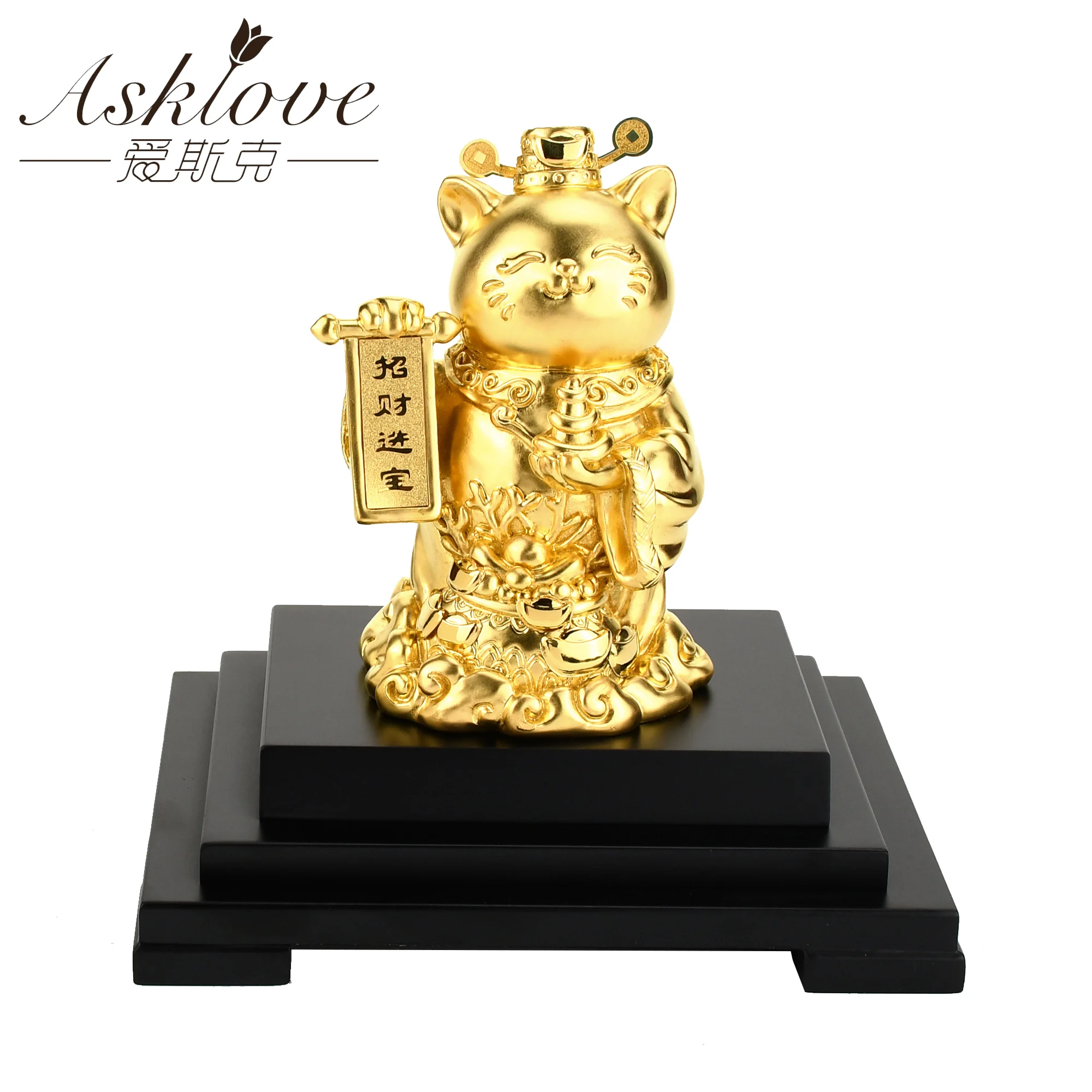 Китайская счастливая кошка большая золотая фольга кот богатство ремесла приветствие удача украшение для