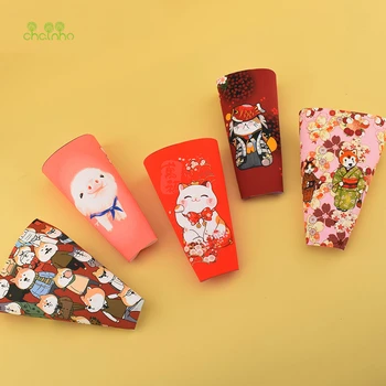 

Hand Dyed Fabric,Cartoon New Year Red Canvas Fabric for DIY Sewing Quilting,Purse,Bag,Book Cover,Home Decoration Material,15x15