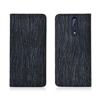 

Bark Pattern Genuine Leather Magnetic Flip Phone Case For Nokia 8/Nokia 8.1/Nokia 8 Sirocco Phone Cover Card Slot Holder Funda