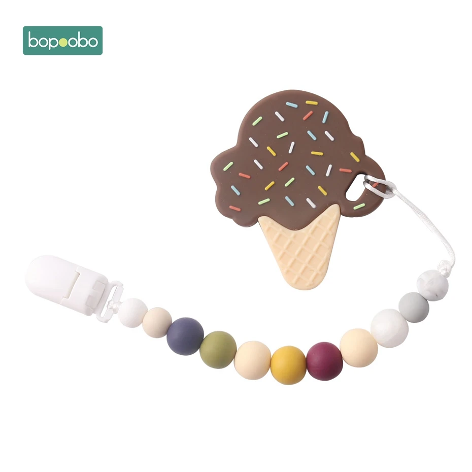 Bopoobo 1 шт., детский прорезыватель, соски, клипсы, подарок для ребенка, пищевые силиконовые грызуны, прорезыватель из бисера, BPA бесплатно, подарок для ребенка, игрушки, силиконовые бусины - Цвет: Ice Cream Set
