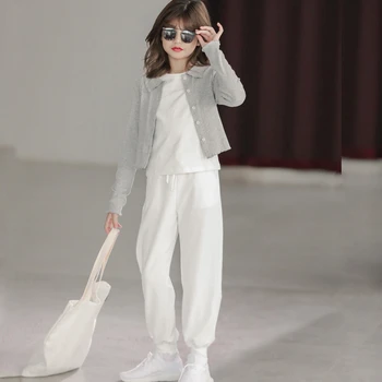 

Spring Autumn Winter 2020 Kids Cotton Trousers Teenage Girl Clothing Elastic Waist Teens Girl Long Pants School Sports Pants