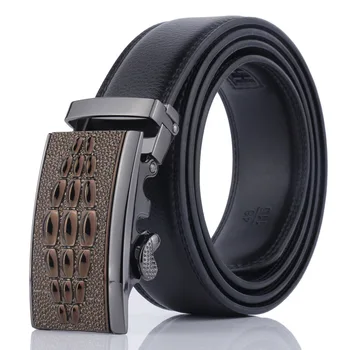 

Top quality classical style fashion men black color genuine leather men belts Automatic Buckle Designer men belt 200809-23