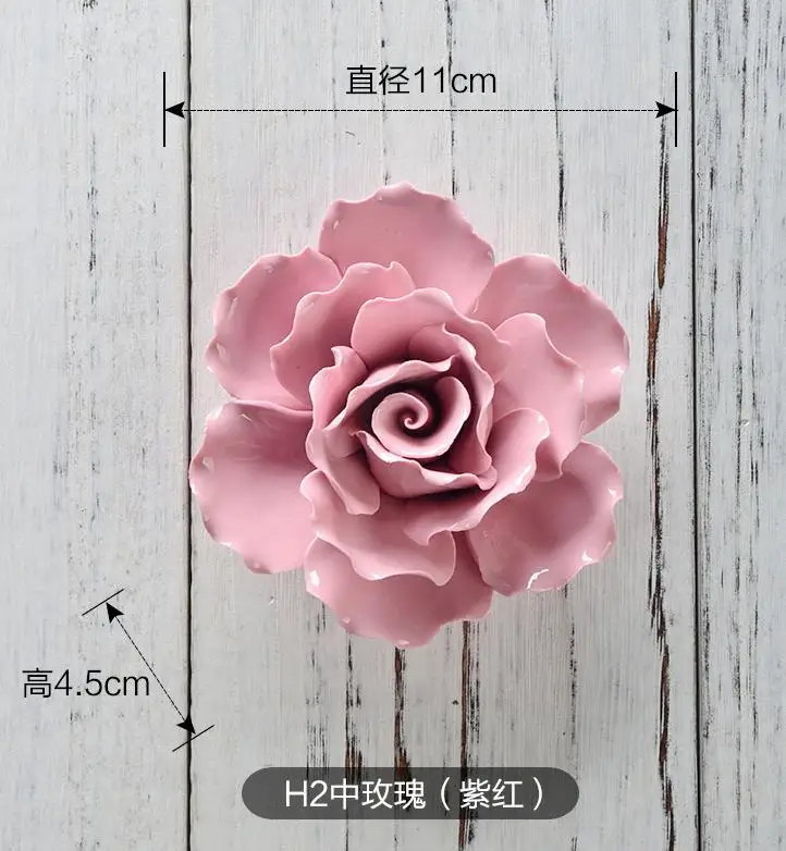 Ceramic Flower Three-dimensional Wall Decoration Home Decoration Bedroom Living Room Tv Background Wall Decoration - Цвет: Purple  H2