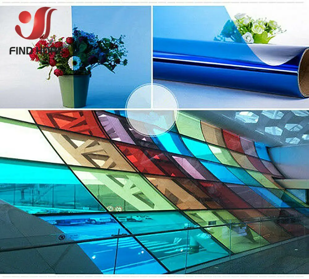 Window Film Transparent Multicolor Solar Tint Self Adhesive Stain Glass Decor Vinyl Roll DIY A4 20/40*120CM
