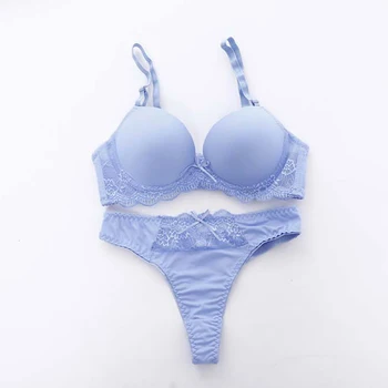 

New Women Underwear Set Lace Sexy Push-up Bra And Panty Sets Bow Comfortable Brassiere Young Bra Adjustable Deep V Lingerie