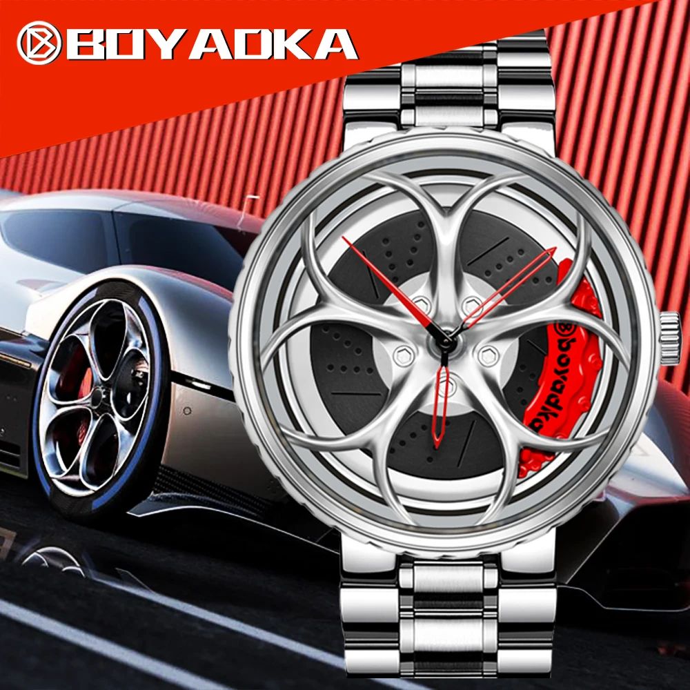 2021 Men Car Wheel Watch Fashion Waterproof Sport Watch Men's Quartz Mesh With Rim Hub Watch Auto Quartz Men Quartz Watch car bodikits accessories body kit for a3 s3 front bumper with grill radiator mesh pp material 2020 2021 2022
