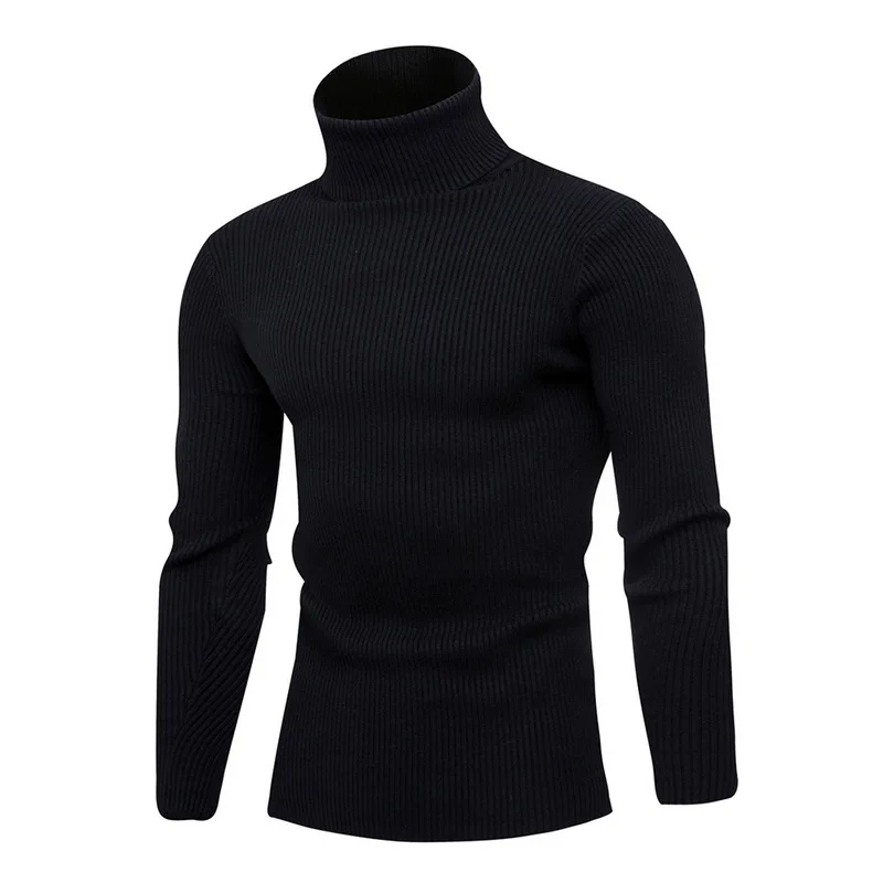 

Puimentiua Men's Turtleneck Sweater Fashion Solid Color Knit Men's Sweater Casual Slim Winter Warm Pullover Men's Sweater 2019