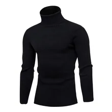 Puimentiua Men's Turtleneck Sweater Fashion Solid Color Knit Men's Sweater Casual Slim Winter Warm Pullover Men's Sweater 2019