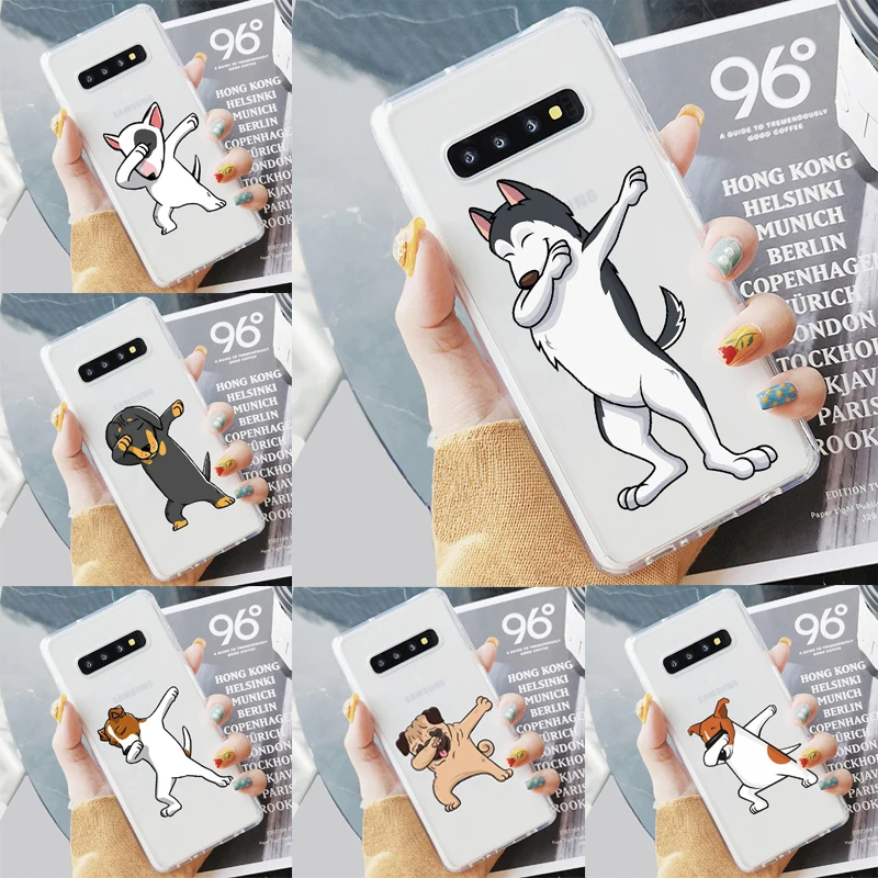 Puppy Pug Bunny Cat Princess French Bulldog Soft transparent phone Case For Samsung S6 S7 Edeg S8 S9 Plus S10 + S10E Lite A50 | Мобильные