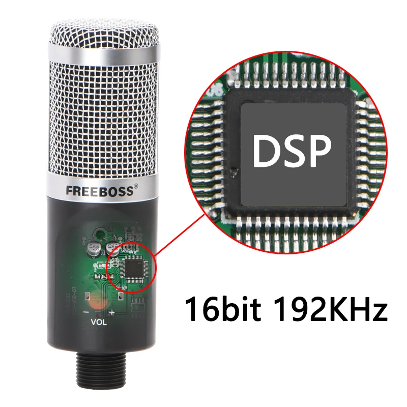 FREEBOSS FB W03 192 кГц 16 бит DSP Кардиоидная капсула с низким уровнем шума запись чата